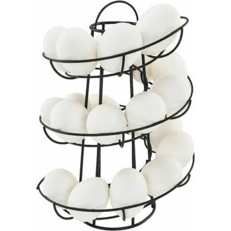 Support à œufs - Distributeur en spirale moderne et de luxe - Organisateur de rangement d’œufs de poule en fil métallique autoportant pour les comptoirs de cuisine - Noir (1/4)
