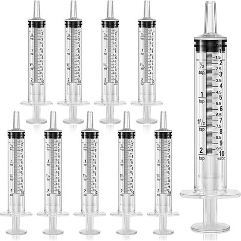 Lot de 10 seringues doseuses en plastique sans aiguille pour résine époxy, loisirs créatifs, laboratoires scientifiques, alimentation des animaux, application d'huile en colle (10 ml) (1/5)