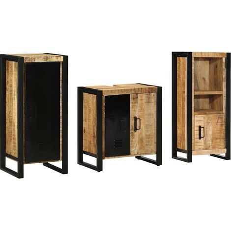 Maison Exclusive - Badezimmermöbel-Set 3 Stk. Braun und Schwarz M (1/5)