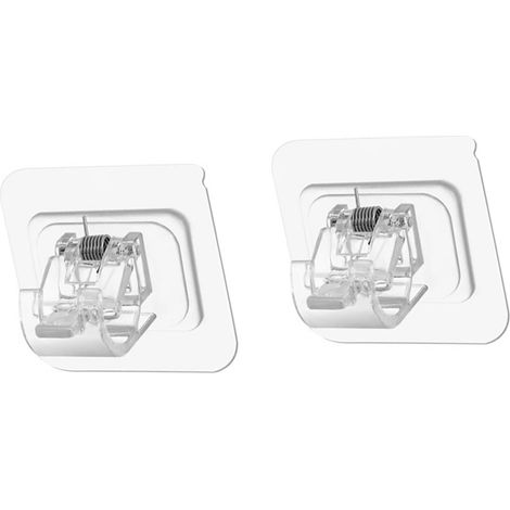 2 supports de tringle à rideaux, auto-adhésifs, transparents, durables, en ABS, réglables, pour une installation à la maison et au bureau (1/5)