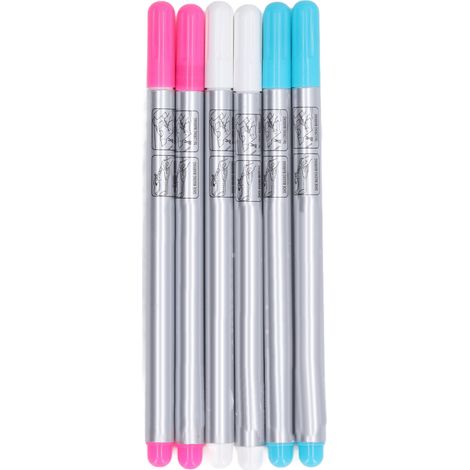 Stylo de marquage textile 6 pcs effaçable à l'eau et à la chaleur pointes souples rouge bleu blanc pour broderie couture (1/4)