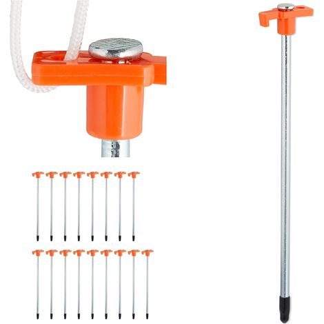 Lot de 18 piquets de Fixation, pour sols durs, 25 cm, Acier, Sardines Robustes pour Le Camping, Orange (1/5)