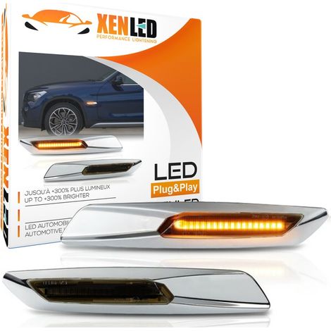 Répétiteurs latéraux LED BMW Série E81, E82, E87, E88, E90, E91, E92, E93, E60 et E61- Chromée / Fumée (1/5)