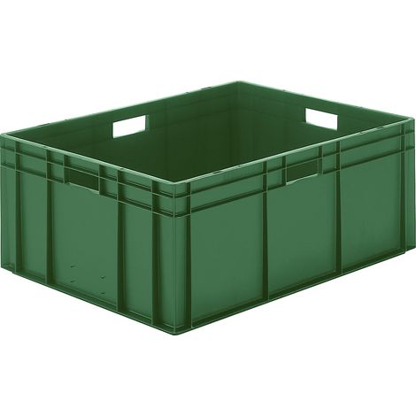 Conteneur de transport gerbables L800xl600xH320mm vert PP poignée traversante Parois latérales fermées