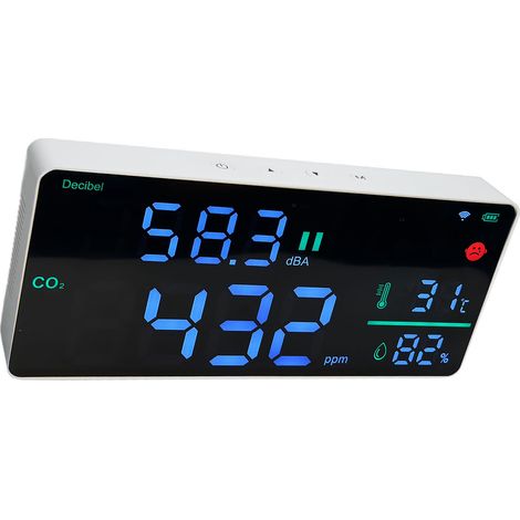 Moniteur de CO2 11 pouces 4 en 1 Sonomètre numérique Thermomètre Hygromètre Testeur mural (1/5)
