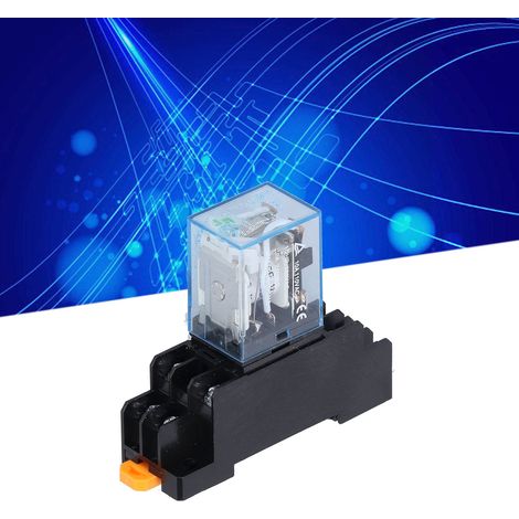 Relais électromagnétique LY2NJ 8 broches avec base et voyant, pour moteurs et applications industrielles, 10A DC 12V. (1/5)