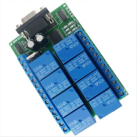 8-Kanal-RS232-Relaisplatine, USB-UART-DB9-Fernbedienung für speicherprogrammierbare Steuerungen, Garagentore, Auto- oder Landwirtschaftsmotoren. (1/5)