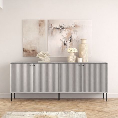 Buffet bas moderne 4 portes coloris gris SIMY (1/5)