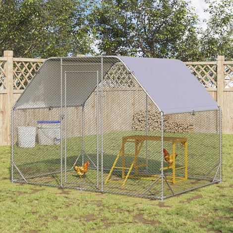 Struttura gioco per galline con altalene e scaletta, per 3-4 galline, struttura in legno per arrampicata.