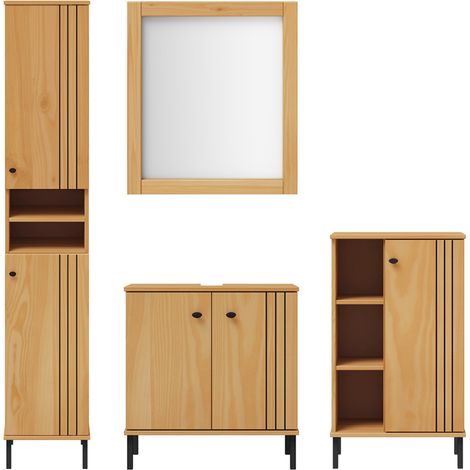 Massivholz Badmöbel Set Kiefer eichefarbig WILLOW-69, 4-teilig (1/5)