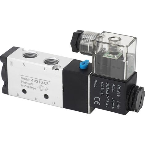 Électrovanne pneumatique 2 positions 5 voies en alliage d'aluminium haute précision, vanne d'inversion pneumatique 24 V CC, filetage PT 1/4 po (1/5)