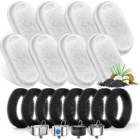 PawsPik 8 filtros de repuesto para bebedero SS-01, carbón activo y plástico ABS, elimina cal e impurezas – Ideal para gatos y perros (1/5)
