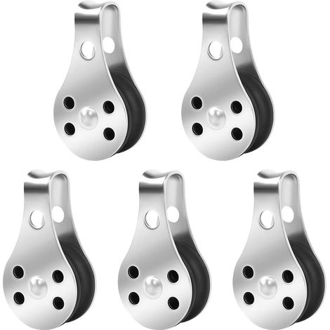 Lot de 5 poulies de levage en acier inoxydable robuste, 50 kg, pour corde à linge, kayak, voile, poulie simple de traction résistante (1/5)