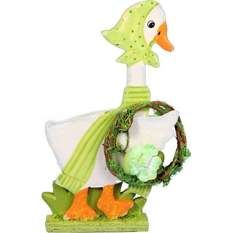 Holzdeko „Ente mit Kranz“, 14 cm (1/4)