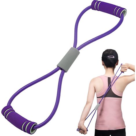 Bande de Résistance en Forme de 8, Bande d'exercice pour Dos Corde Élastique  pour Étirements des Bras des Épaules et des Jambes Yoga Pilates