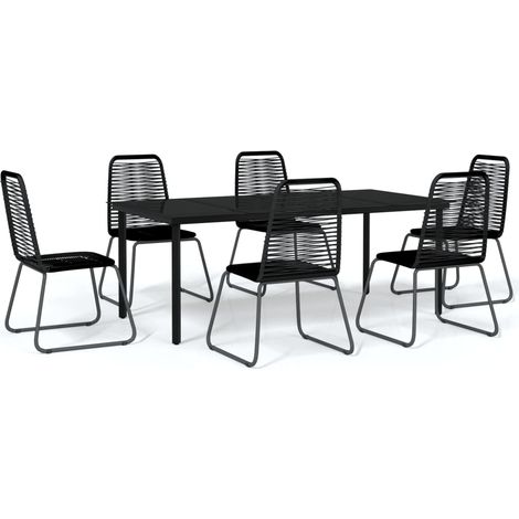 Maison Exclusive - Set da Pranzo per Giardino 7 pz con Cuscini Nero