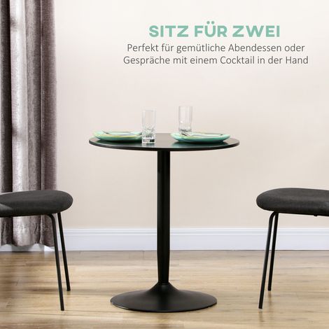 Table à manger ronde Ø70x75 cm noire, table de cuisine moderne 2 personnes avec pied acier, idéale petits espaces (1/5)
