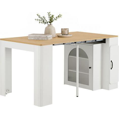 ELVMI Mesa de comedor extensible con 3 tableros, LED, USB y Type C, cocina y comedor (1/5)