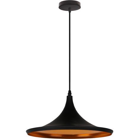 Modern Ceiling Pendant Light Black and Gold Metal Chandelier Adjustable Hanging Lamp - C