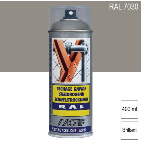Peinture aérosol RAL 7030 Gris pierre brillant 400ml MOTIP