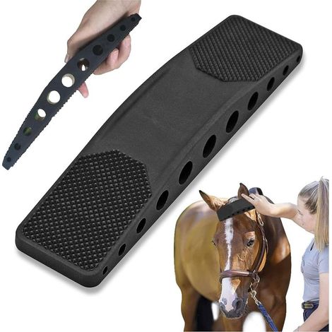 Brosse de Cheval Massage 6 en 1 Brosse pour la Mue Cheval,Brosse de toilettage pour animaux de compagnie Pour enlever les poils morts séchés et la boue Noir (1/5)