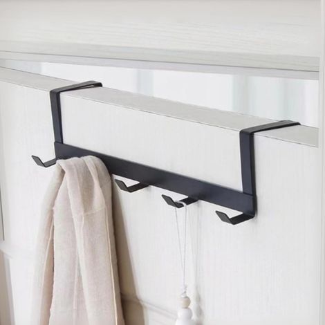 Schwarze Türhaken, 294,56,7 cm, 5er-Set, ohne Bohren, für Kleidung, Hüte, Taschen und Badezimmer-Aufbewahrung. (1/5)