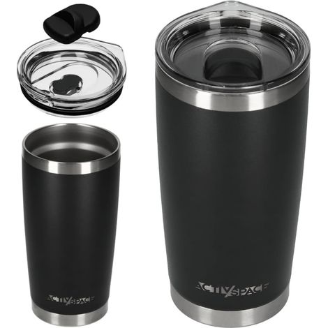 Mug isotherme en acier inoxydable 600 ml - noir