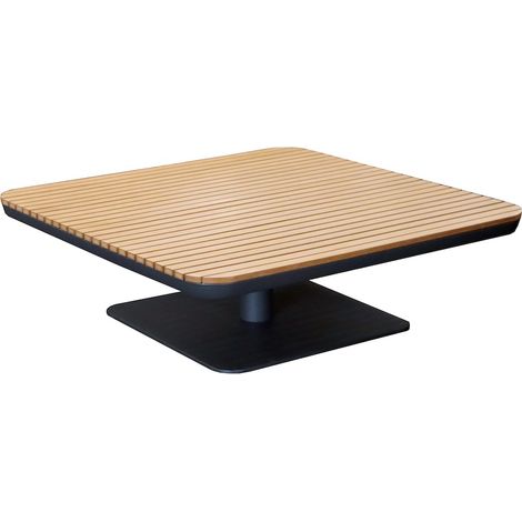 PROLOISIRS Table basse FREEDOM 90x90x28,5 cm - Graphite - Plateau composite look bois