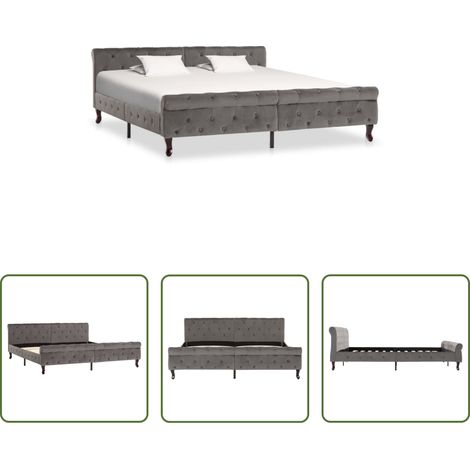 Cadre de lit - Cadre de lit sans matelas gris velours 180x200 cm (1/5)