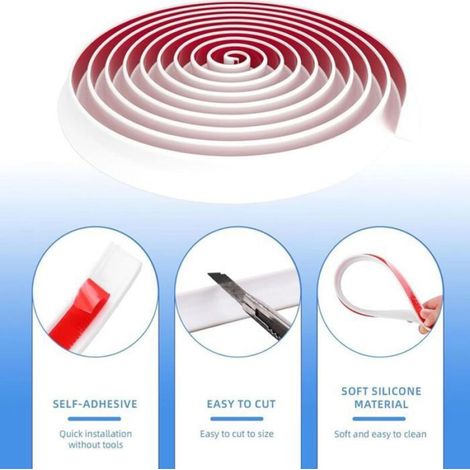 Joint D Etanchéite - 1 M - Pour Receveur De Douche Lavabo Seuil Salle De Bain Cuisine Plan De Travail - Silicone Hauteur 12 Mm (1/4)