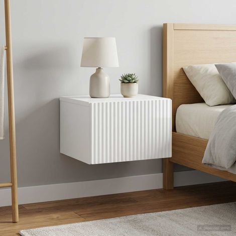 vidaXL Mobiletto da notte a muro 2 pcs Bianco Lucido 33 x 34,5 x 20 cm