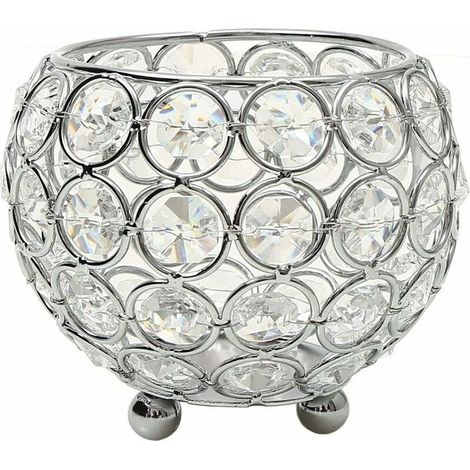 Crystal Christmas Candle Holder Candle Holder Silver Dish Warmer for Centerpiece Wedding Room Decoration, 10cm Diameter - Fits Candles Less than 5cm in Diameter (1/5)