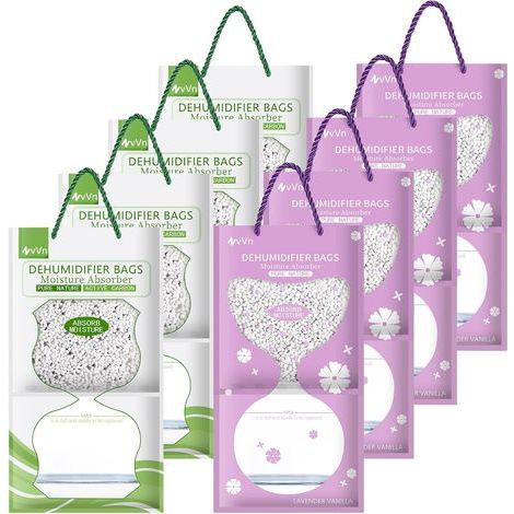 Hängende Luftentfeuchterbeutel, 8 Stück, Anti-Feuchtigkeits-Säckchen mit Lavendel und Grüntee, für Schränke, Autos, Badezimmer, Schuhschränke, mit Anti-Schimmel-Wirkung (1/5)