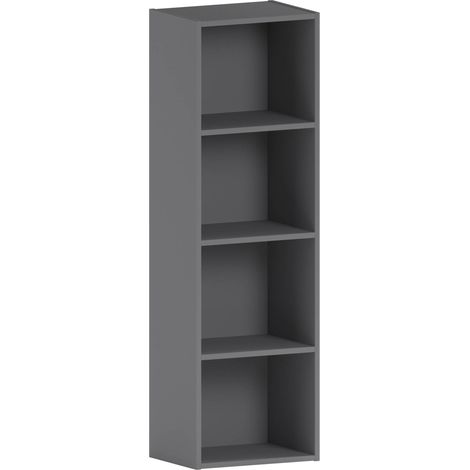 Oxford 4 Tier Cube Bookcase Shelving Storage Unit, Grey