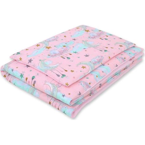 Doppelseitiges, zweiteiliges Kinderbettwäscheset aus Baumwolle – rosa Monde (1/4)