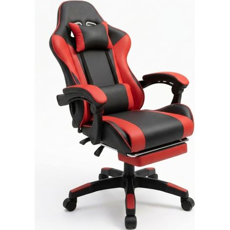 Sedia da Gaming Nero Rosso Poltrona Ufficio Ergonomica Reclinabile (1/4)