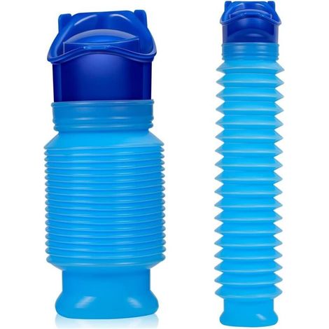 Bouteille d'urine Urinoir Portable Rétractable 2Pcs 750ML Toilette Portable pour homme femme, Urinoirs d'urgence Mini Toilette pour Camping Voyage Extérieur Embouteillage et Voiture (1/4)