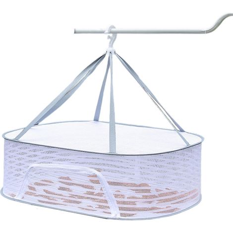 Multifunktionales, winddichtes Trockennetz mit Reißverschluss für Fisch und Obst, ideal für Balkone – 40 x 60 cm – einlagig