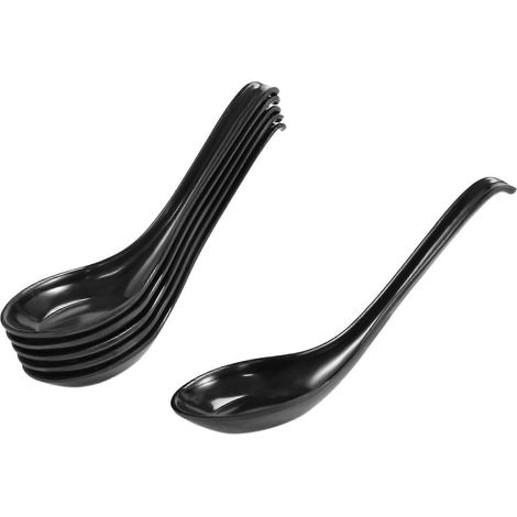 Cuillères à soupe, lot de 6 cuillères de style japonais, cuillères à riz créatives, cuillères à soupe chinoises et asiatiques avec long manche. (1/5)