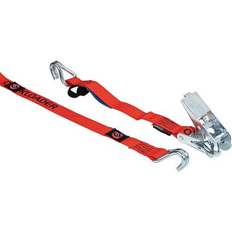 Jeu de sangles à cliquet, deux pièces, Professional 450kg, 5m, rouge avec aimant (1/3)