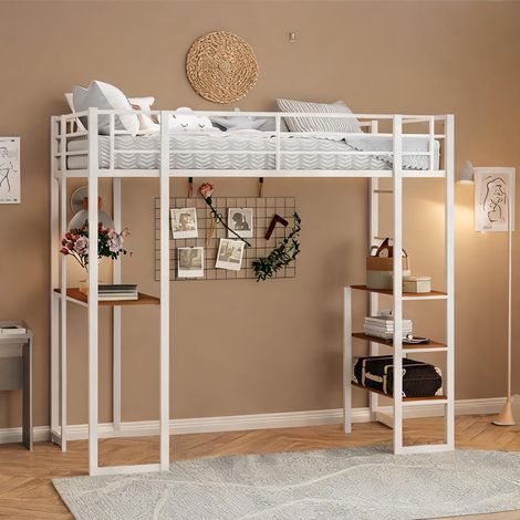 Cadre de lit coloris blanc en fer 200 x 107 x 180 cm (1/5)