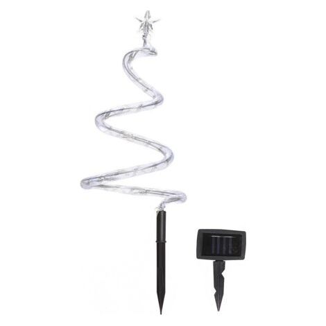 OSE – Lot de 4 sapins lumineux à LED en spirale – Hauteur 32 cm – Éclairage solaire multicolore – 2 modes fixe ou clignotant