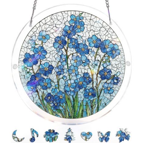 Nouveaux attrape-soleil oiseaux de printemps pour fenêtre, puzzle d'oiseaux colorés, pendentif attrape-lumière, panier fleuri - 2020