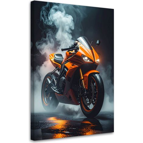 Cuadro en Lienzo, Motociclista naranja, 20x30 (1/5)