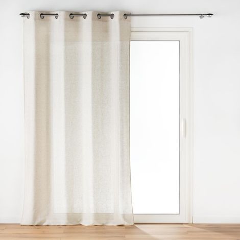 Douceur D'Intérieur – Rideau à œillets 140 x 240 cm en polyester et lin beige – Finition légère et aérée – Lavable à 30° – Parfait pour salon et chambre (1/6)