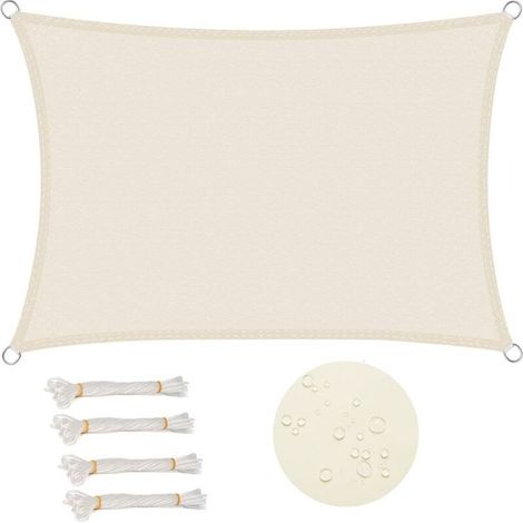 Rechteckiges Sonnensegel 3 x 4 m – Wasserdicht – 93 % UV-Schutz – Verstärkte Ecken – Ringe aus Edelstahl 304 – 2 m windfestes Seil (1/5)