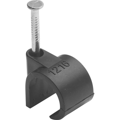 Debflex 700428 - Attacco filo elettrico per cavi elettrici, fissaggio e collegamento del cavo, chiodo di fissaggio, attacco Ø 12 A 16 mm, confezione da 25, colore: Nero