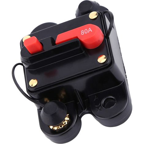 Disjoncteur de circuit DC12V pour autoradio, bateau, moto, système audio stéréo, fusible de réinitialisation (80A)