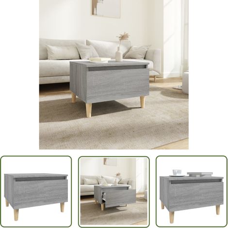 The Living Store Beistelltisch Grau Sonoma 50x46x35 cm Holzwerkstoff - Beistelltisch - Couchtisch - Esszimmertisch - Wohnzimmerstil - Skandinavisches Design (1/5)