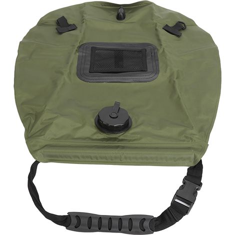 Douche solaire de camping 20L, sac portable à chauffage solaire avec flexible amovible et pommeau à interrupteur, vert kaki (1/5)